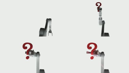 数字生成的视频白色机器人手臂抱着红色问号3d近服务器高清在线视频素材下载