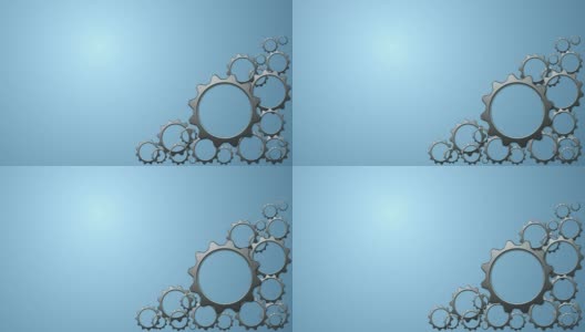 动画3d齿轮的蓝色背景。高清在线视频素材下载