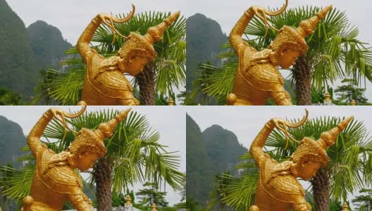 泰国天使的金色雕像高清在线视频素材下载