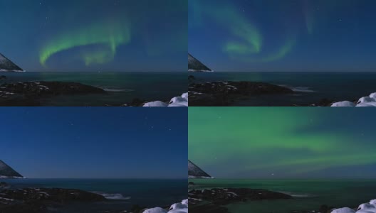 北极光，北极光或北极光在挪威夜空中的时间流逝高清在线视频素材下载