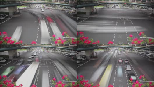 中国上海十字路口交通高峰时间的推移高清在线视频素材下载
