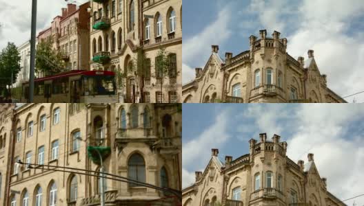 维尔纽斯市中心巴洛克式的角落建筑(03版)-倾斜-中等拍摄高清在线视频素材下载