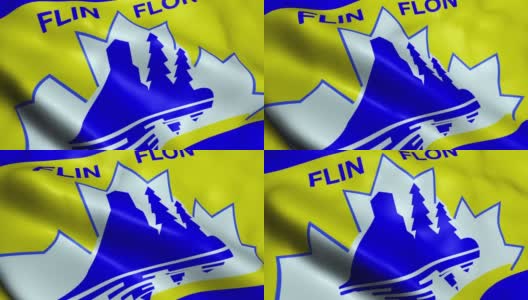 挥舞加拿大城市旗帜Flin Flon无缝环高清在线视频素材下载