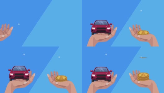 保险服务动画用手和车高清在线视频素材下载