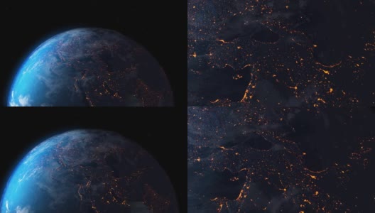 夜晚地图土耳其与城市灯光照明高清在线视频素材下载