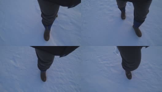 一个男人走在雪地里高清在线视频素材下载