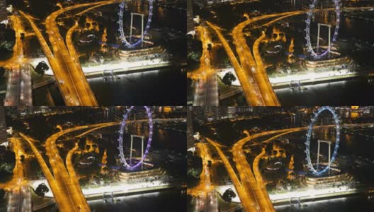 间隔拍摄新加坡摩天观景轮高清在线视频素材下载