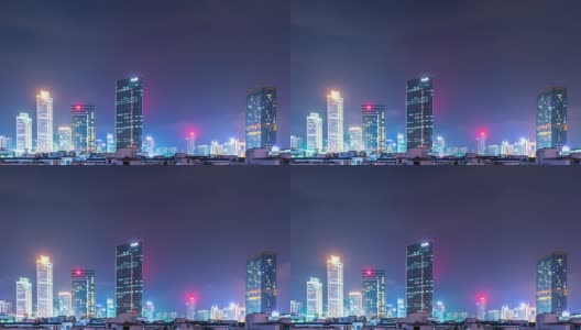 晚上在广州市中心的现代化办公大楼。间隔拍摄高清在线视频素材下载