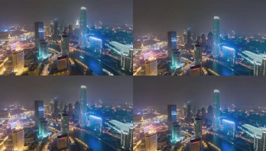 T/L WS HA PAN Tianjin Skyline at Night /天津，中国高清在线视频素材下载