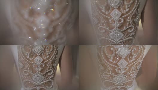 漂亮的新娘穿着婚纱走路高清在线视频素材下载