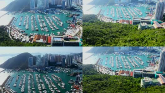 无人机俯瞰香港码头高清在线视频素材下载