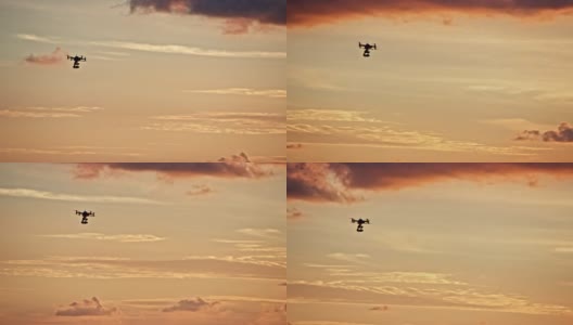 无人机在日落时飞行高清在线视频素材下载