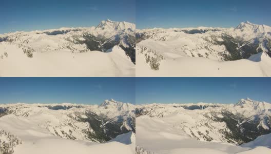 山顶Shuksan高角山顶鸟瞰图北喀斯喀特山脉阳光冬日新鲜雪高清在线视频素材下载