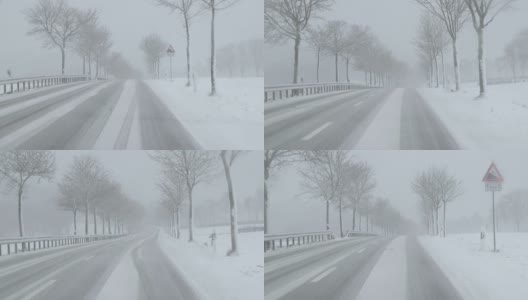 冬季驾驶-在大雪下的山路上驾驶- POV拍摄高清在线视频素材下载