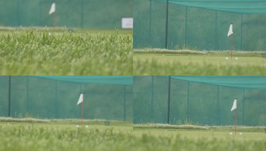高尔夫球杆及球场训练区高清在线视频素材下载