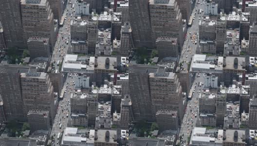 曼哈顿空中市中心大楼纽约市晴天交通停车视频没有标识高清在线视频素材下载