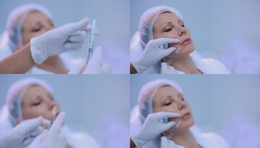 在一家美容诊所的嘴唇注射肉毒杆菌高清在线视频素材下载