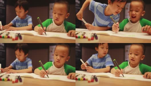 儿童绘画和写作高清在线视频素材下载