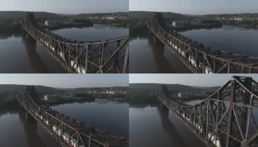 铁路桥梁的轮廓鸟瞰图高清在线视频素材下载