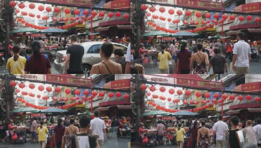 曼谷唐人街的游客高清在线视频素材下载