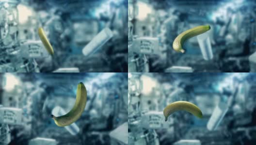 香蕉和航天飞机内漂浮的物体高清在线视频素材下载