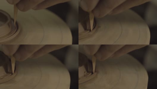 陶工用宜兴陶土雕刻了一个中国茶壶高清在线视频素材下载