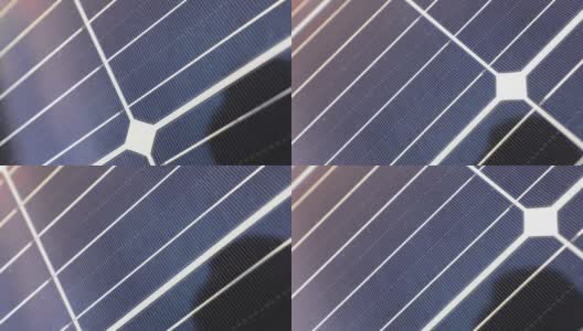 美丽的太阳能电池板框架日落，特写太阳能电池板，太阳能电池板和太阳耀斑高清在线视频素材下载