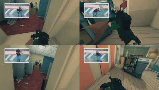 虚拟现实游戏与一个男性玩家在单独显示高清在线视频素材下载