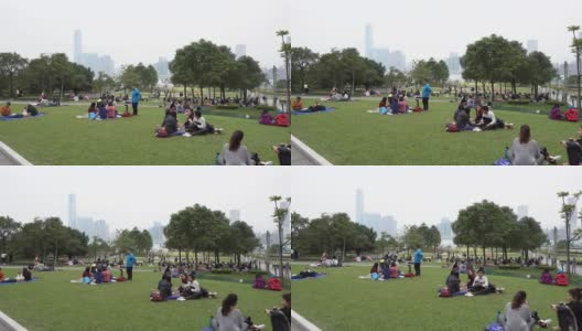 香港，城市公园，人们休息。高清在线视频素材下载