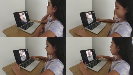 初中女孩与她的老师视频聊天高清在线视频素材下载