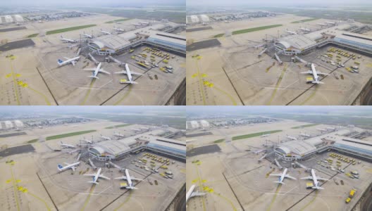 北京首都机场航站楼鸟瞰图。高清在线视频素材下载