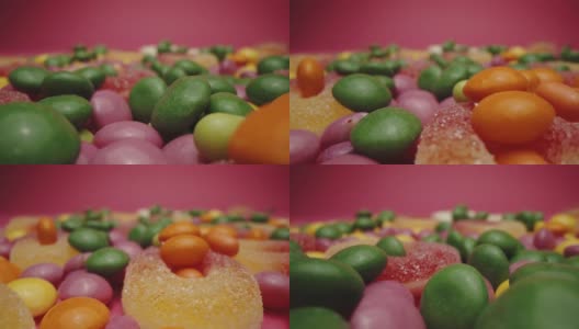 糖软糖与多种颜色的酸糖果高清在线视频素材下载