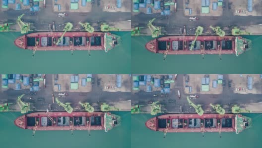 T/L PAN无人机视角下的港口货船高清在线视频素材下载