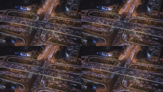 天桥和城市交通在夜间/北京，中国高清在线视频素材下载