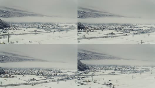 瑞士因特拉肯的村庄-无人机拍摄高清在线视频素材下载