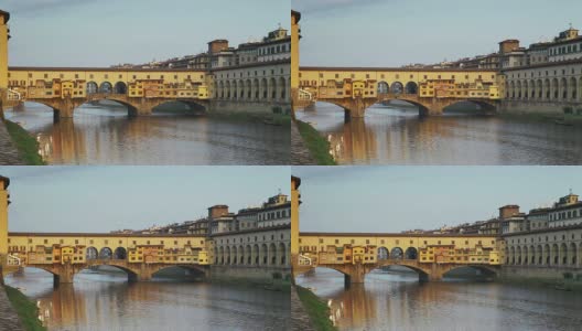 黎明时分佛罗伦萨的韦基奥桥高清在线视频素材下载