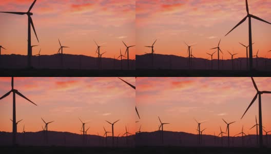 日出风力发电场高清在线视频素材下载
