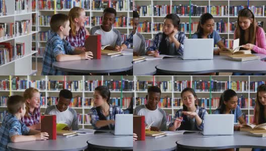 在4k图书馆学习的学生高清在线视频素材下载