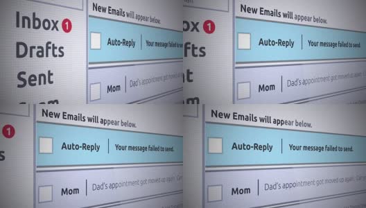 通用电子邮件新收件箱消息-自动回复消息发送失败高清在线视频素材下载