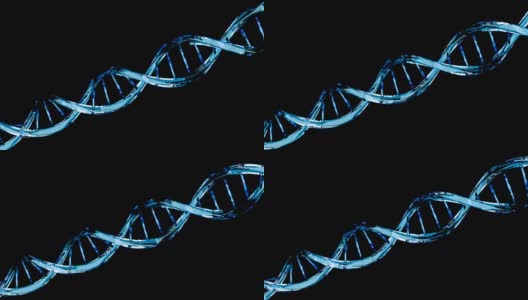 蓝色DNA分子结构分离在黑色上高清在线视频素材下载