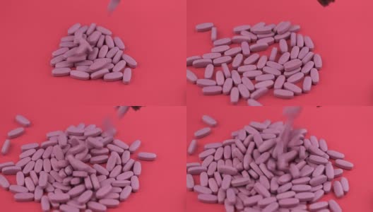 分散粉红色的药片高清在线视频素材下载