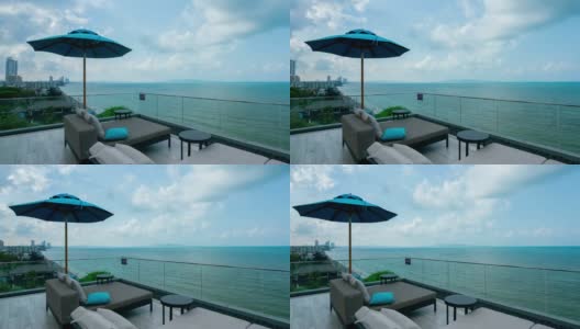 4K时间的沙滩躺椅在阳台上高清在线视频素材下载