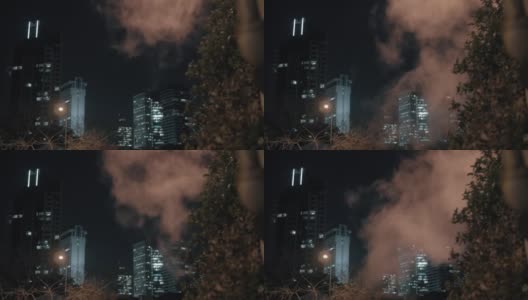 特拉维夫市的蒸汽夜景高清在线视频素材下载
