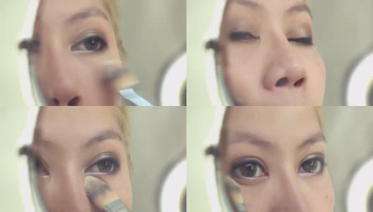 女人用刷子化妆美容高清在线视频素材下载