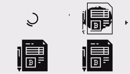 数字交易和合同线绘制和墨水喷溅动画与阿尔法高清在线视频素材下载