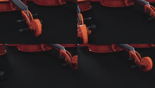 小提琴行隔离在黑色背景与复制空间高清在线视频素材下载