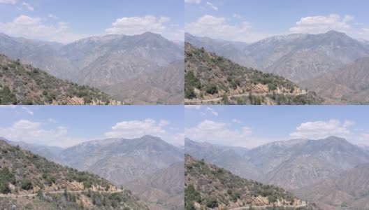 蜿蜒的道路通过红杉国家森林无人机观察加利福尼亚高清在线视频素材下载