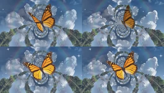 超现实主义大自然中的蝴蝶高清在线视频素材下载