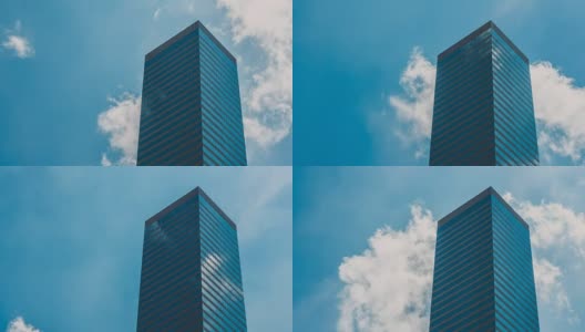 企业大楼，蓝天和白云高清在线视频素材下载