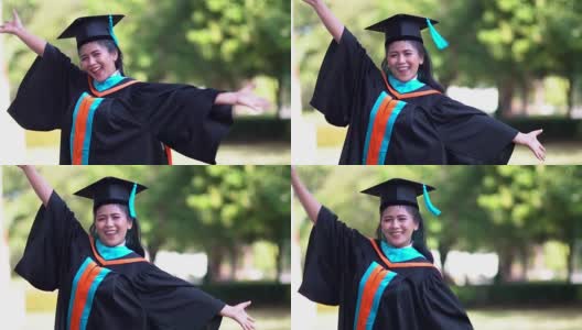大学毕业生们在毕业典礼上都开心地笑了。高清在线视频素材下载